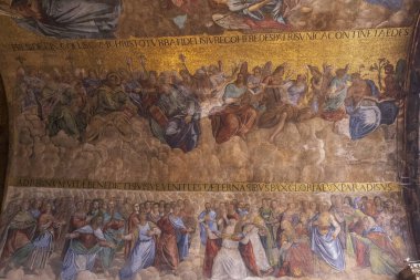 İtalya, Venedik. 27 Mar 2023. San Marco Bazilikası. Duvar resmi ve mozaik.