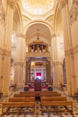 24 Mart 2023. Malta, Gozo, Gharb. Ta Pinu Sığınak 'ın içi. Sadece Düzenleyici Kullan.