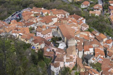 İtalya, Basilicata, Maratea. Monte San Biagio 'dan Maratea' nın özeti, İsa 'nın yeri Kurtarıcı heykeli..