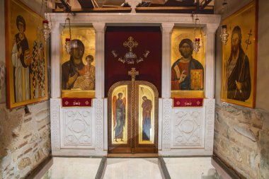 Ohri, Kuzey Makedonya. 6 Eylül 2024. Ohri Gölü kıyısındaki Aziz John Kilisesi 'nin içinde..