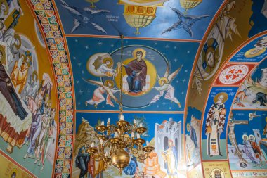 Kosmaj, Rogaca, Belgrad Bölgesi, Sırbistan. 12 Eylül 2024. Kosmaj 'daki Tresije Sırp Ortodoks Manastırı' ndaki Duvar resimleri.