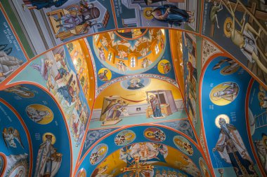 Kosmaj, Rogaca, Belgrad Bölgesi, Sırbistan. 12 Eylül 2024. Kosmaj 'daki Tresije Sırp Ortodoks Manastırı' ndaki Duvar resimleri.