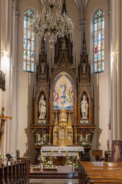 Novi Sad, Backa Bölgesi, Voyvodina, Sırbistan. 14 Eylül 2024. Novi Sad 'daki Kutsal Meryem Kilisesi.