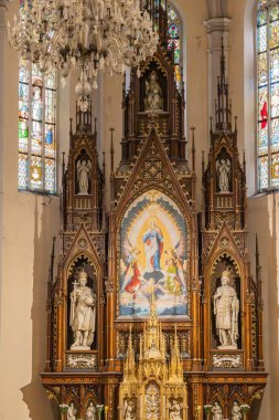 Novi Sad, Backa Bölgesi, Voyvodina, Sırbistan. 14 Eylül 2024. Novi Sad 'daki Kutsal Meryem Kilisesi.