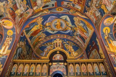 Vracar, Belgrad, Sırbistan. 15 Eylül 2024. Aziz Sava Katedralindeki Duvar resimleri.