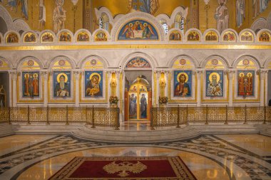 Vracar, Belgrad, Sırbistan. 15 Eylül 2024. Aziz Sava Katedrali 'ndeki simge resimleri.