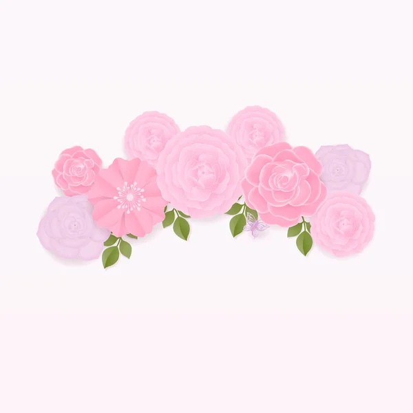 Couronne Fleurs Pastel Sur Fond Blanc Conception Fleurs Papier Illustration — Image vectorielle