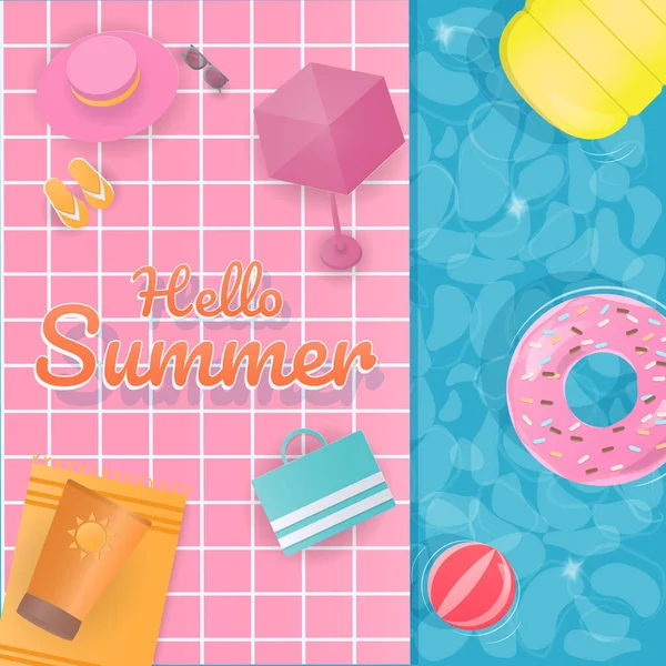 Концепция Летнего Фона Hello Summer Text Colorous Summer Design Elements — стоковый вектор