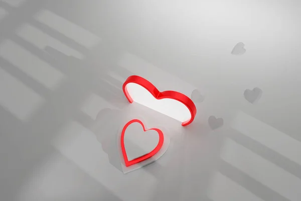 バレンタイン商品の広告ステージ 赤外線カラースキーム 心臓の形が重なり合って — ストック写真