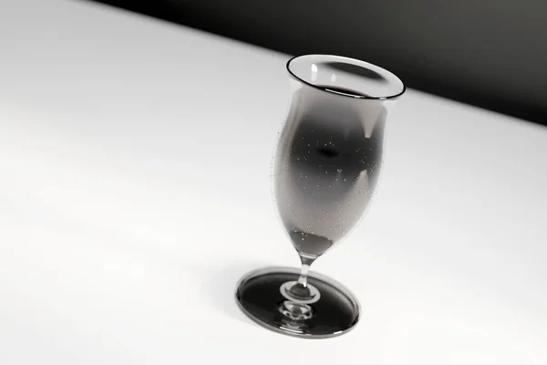 Glass Chalice Black White High Contrast Background Black Liquid Tall — Stock Photo, Image