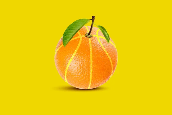 Art Collage Basketball Balls Fresh Orange Green Leaf Graphics Summer — Stock Photo, Image