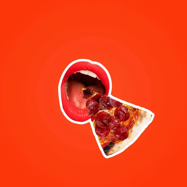 Eine Scheibe Pizza Pizza Mit Pfefferoni Salami Ansicht Von Oben — Stockfoto