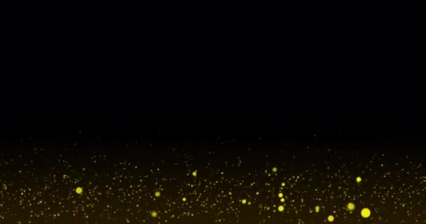 Gouden Glitter Bokeh Deeltjesachtergrond Zwarte Achtergrond Gebruik Mengmodus Scherm Loop — Stockvideo