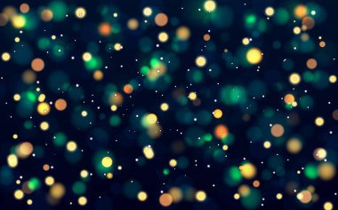 Noel çam ağacı yeşillik arka planı. Yeşil bahçe ağaçları düğün davetiyesi. Bokeh Işık Sanatı.