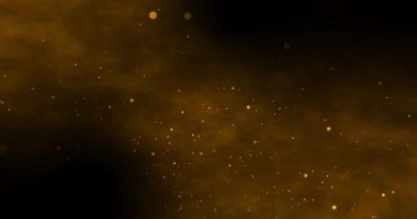 Havada yüzen parçacıklar üzerinde altın lüks bokeh. Toz ve parıltı parçacıkları. Siyah arkaplan, karıştırma modu ekranı kullan. Döngü Canlandırması