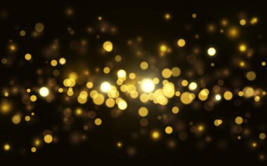 Altın lüks bokeh siyah arkaplan, Vektör 10 resimli bokeh parçacığı, arkaplan dekorasyonu