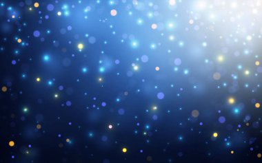 Yumuşak Sarı Işıklı Mavi Bokeh. Karanlık Arkaplanda Soyut Parlak Işık, Arkaplan Dekorasyonu