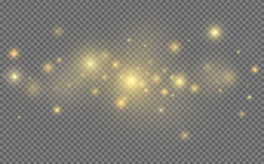 Altın Parlak Işık Efektleri Şeffaf Arkaplan, Yaratıcı Tasarım Projeleri için Neşeli Parıltı Elementleri, Arkaplan Dekorasyonu