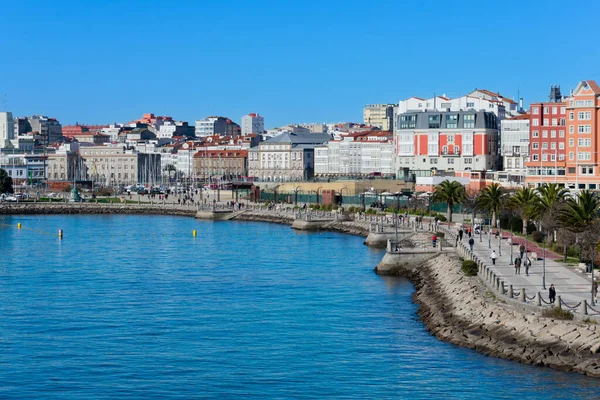 Coruña Coruña Galicia España Febrero 2023 Vista Ciudad Río Paseo — Foto de Stock