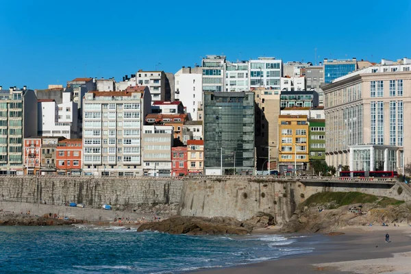 Coruña Coruña Galicia España Febrero 2023 Vista Ciudad Playa Mar — Foto de Stock