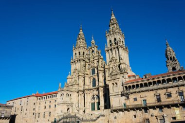 Santiago de Compostela Archthedral Bazilikası. Katedral, St. James, Camino de Santiago yolundaki bir hac yeridir. Santiago de Compostela, İspanya