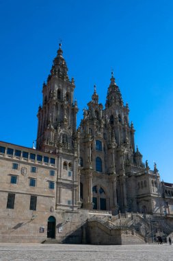 Santiago de Compostela, Galiçya. İspanya. 4 Şubat 2023. Santiago de Compostela Archthedral Bazilikası. St James yolu üzerinde bir hac yeri, Camino de Santiago