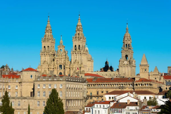 圣地亚哥 孔波斯特拉大教堂圣地亚哥卡米诺圣詹姆斯路上的一个朝圣之地 Santiago Compostela 西班牙加利西亚 — 图库照片