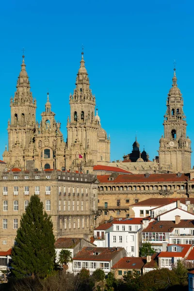 圣地亚哥 孔波斯特拉大教堂圣地亚哥卡米诺圣詹姆斯路上的一个朝圣之地 Santiago Compostela 西班牙加利西亚 — 图库照片