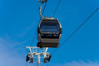 Oporto, Portekiz. 14 Şubat 2023. Gaia Kablo Araba, Vila Nova de Gaia şehrinde Teleferico de Gaia