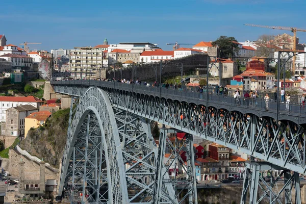Porto Portugal Fevereiro 2023 Ponte Dom Luis Vista Para Cidade — Fotografia de Stock