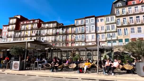 Porto Portugalia Lutego 2023 Ribeira Porto Rzeka Porto Widok Miasto — Wideo stockowe