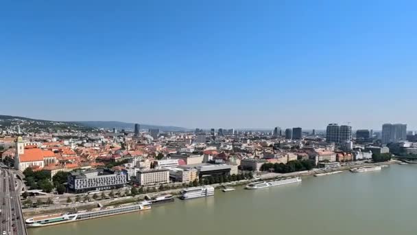 Bratislava Slovacchia Agosto 2023 Veduta Aerea Della Città Bratislava Dal — Video Stock