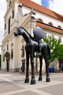 Brno, Çek Cumhuriyeti. 24 Haziran 2024. Moravya 'nın Equestrian heykeli