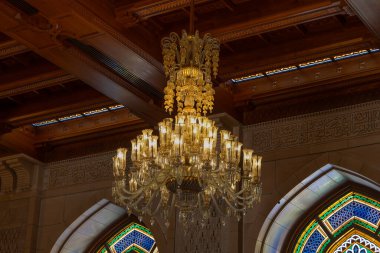 Muscat, Umman. 10 Şubat 2025. Sultan Qaboos 'un Büyük Camii' nin içi.