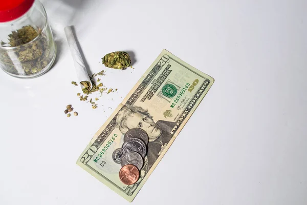 Negócio Marijuana Exploração Económica Cannabis Churro Com Broto Verde Sementes — Fotografia de Stock