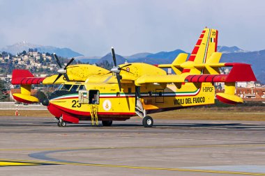 Firefighter aircraft at apron - CL-415 clipart