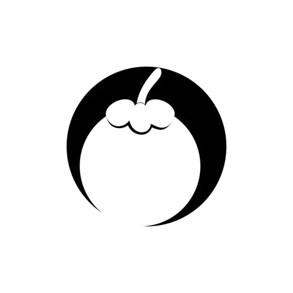 マンゴスチンフルーツアイコンのロゴベクトルデザイン — ストックベクタ