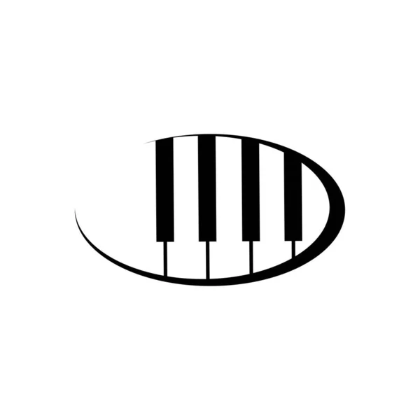 Bianco Nero Illustrazione Pianoforte Logo Vettoriale — Vettoriale Stock