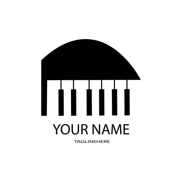 Preto Branco Ilustração Piano Logotipo Vetor —  Vetores de Stock