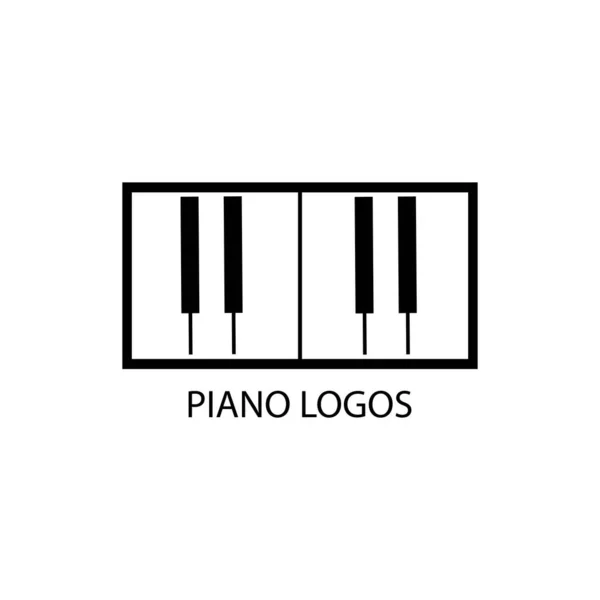 Fekete Fehér Illusztráció Zongora Logó Vektor — Stock Vector
