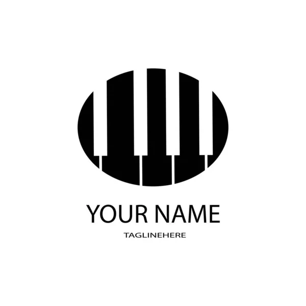 Bianco Nero Illustrazione Pianoforte Logo Vettoriale — Vettoriale Stock