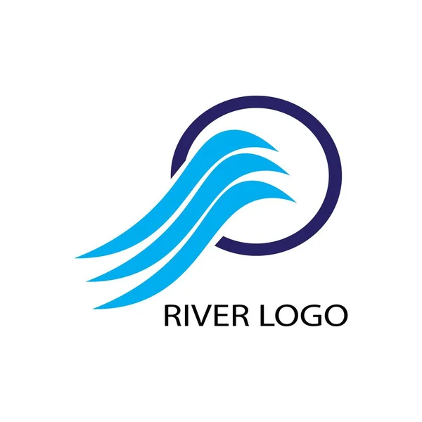 Mavi Nehir Illüstrasyon Logo Vektörü — Stok Vektör