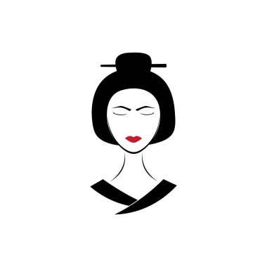 Geisha face icon illustration vector