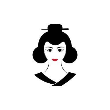 Geisha face icon illustration vector