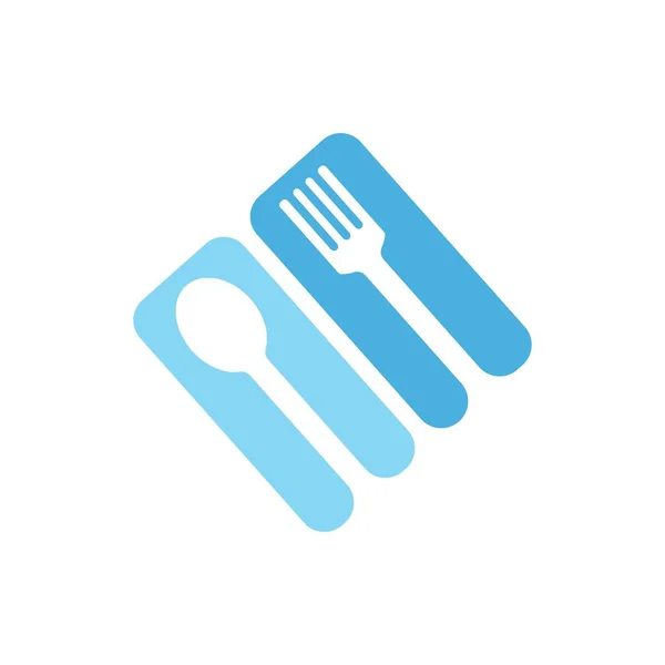 Fourchette Cuillère Icône Logo Vecteur — Image vectorielle