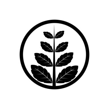 siyah, nane yaprağı logo vektörü