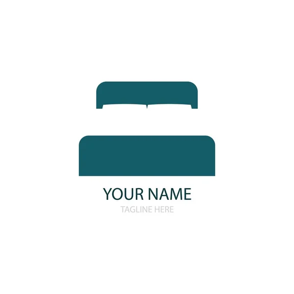 Cama Quarto Ícone Logotipo Vetor —  Vetores de Stock