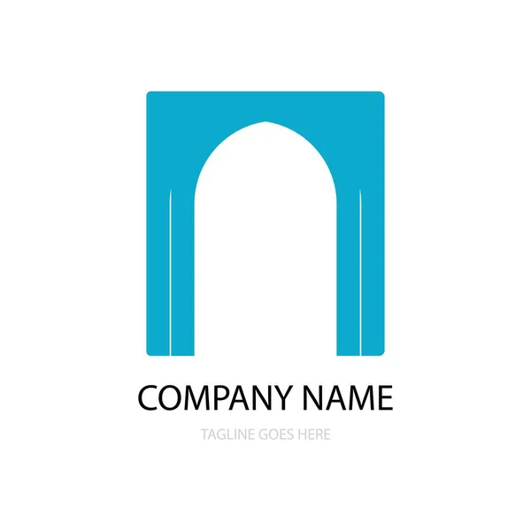 Vettore Logo Cancello Blu — Vettoriale Stock