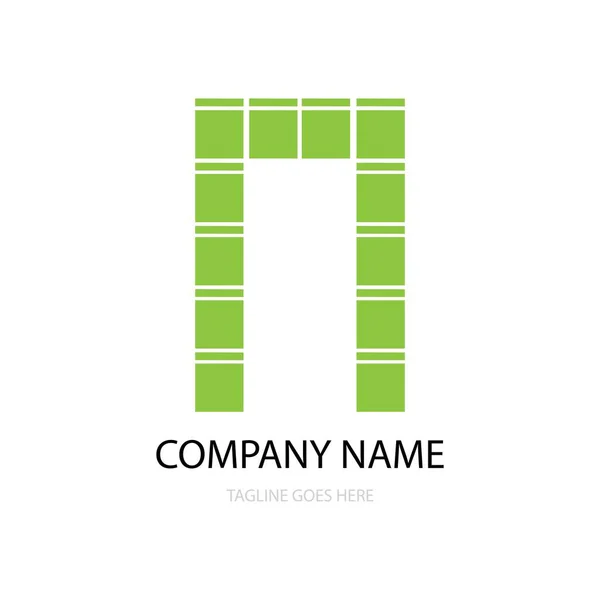 Vettore Logo Icona Cancello Verde — Vettoriale Stock