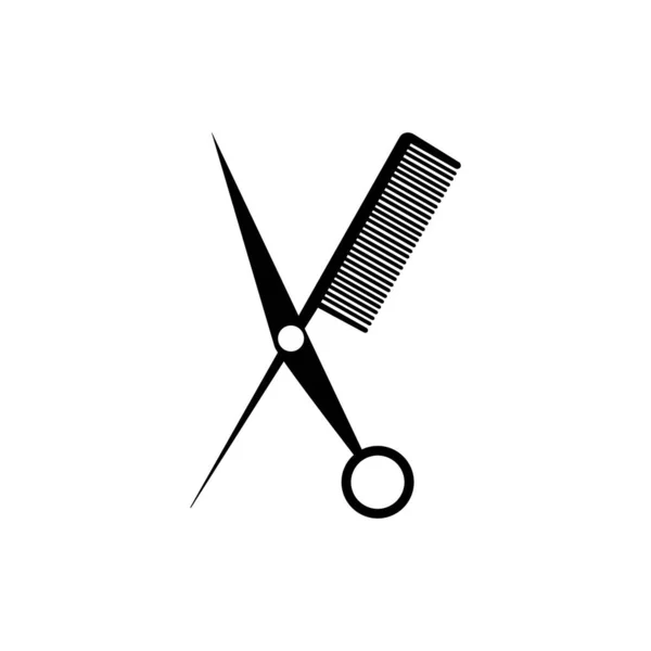 Tijeras Peine Ilustración Logo Vector — Vector de stock